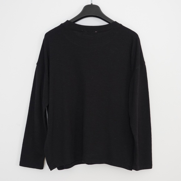 Holt Renfrew/HR2 Woman Black Crew Neck Jersey Sweater Cotton Blend Size M - Picture 5 of 8